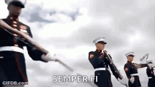 Soldiers Marching With Guns In Parade GIF