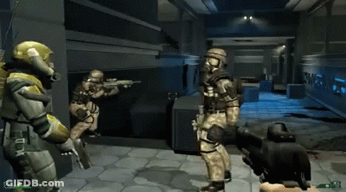 Soldiers Playing Video Game Number 10 On Chest GIF