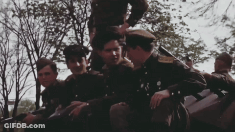 Soldiers Posing With Gold Badge GIF