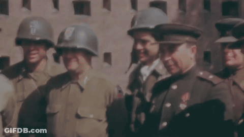 Soldiers Posing With US Army Helmet Badge GIF
