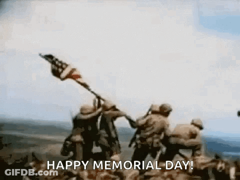 Soldiers Raising American Flag GIF