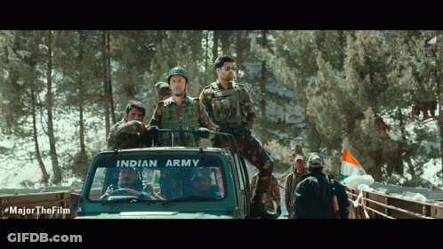 Soldiers Riding Indian Army Truck GIF