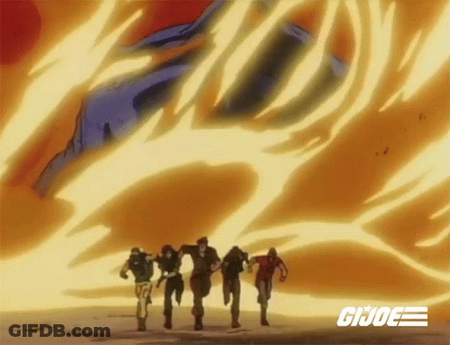 Soldiers Running In Front Of Fire GIF