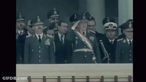 Soldiers Saluting On Balcony GIF