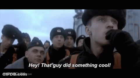 Soldiers Saying Hey That Guy Did Something Cool GIF