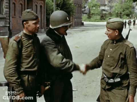 Soldiers Shaking Hands Kronos Media GIF