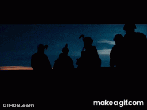 Soldiers Silhouetted Blue Sky Make A Gif.com GIF