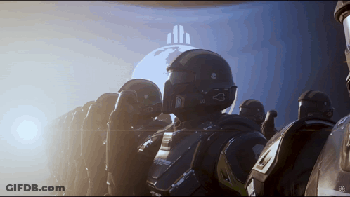 Soldiers Standing In Front Of EE Logo GIF