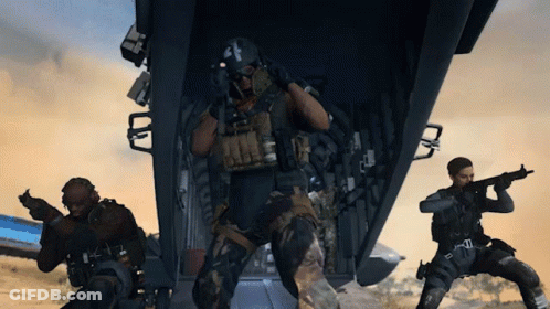 Soldiers Standing In Front Of Plane With Helmet Letter G GIF