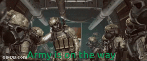 Soldiers Standing In Room Army Is On The Way GIF