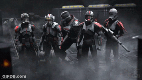 Soldiers Standing Next To Each Other With Star Wars Watermark GIF