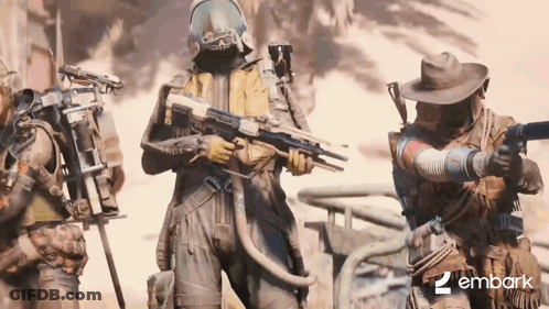 Soldiers Standing With Word Embark GIF