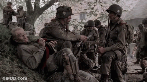 Soldiers Under Tree 101St Airborne Helmet GIF