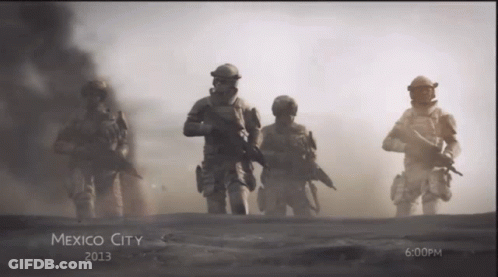 Soldiers Walking In Mexico City 2013 GIF