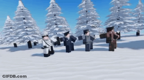 Soldiers Walking In Snowy Field GIF
