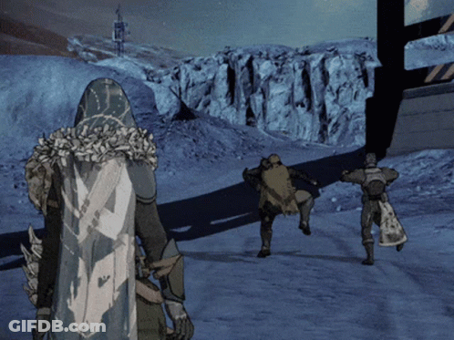 Soldiers Walking Through Snowy Landscape GIF