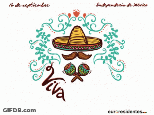 Sombrero Mustache Maracas Viva Mexico GIF