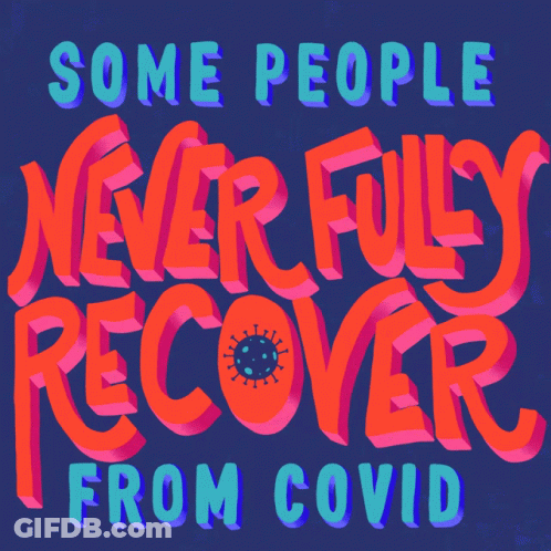 Some People Never Fully Recover From Covid Written In Colorful 3D Letters GIF
