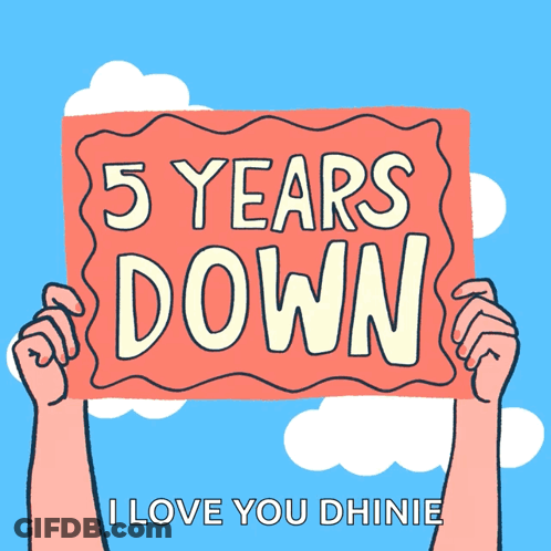 Someone Holding A Sign That Says 5 Years Down GIF