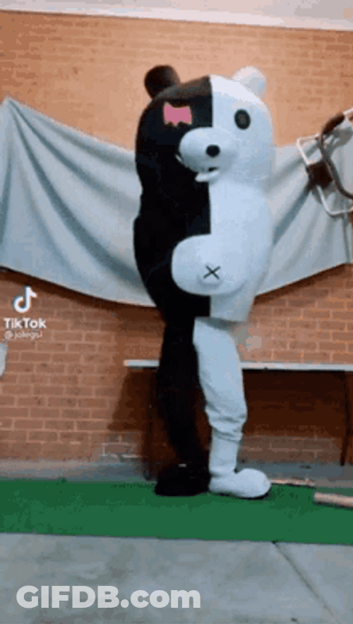 Someone In Monokuma Costumes GIF