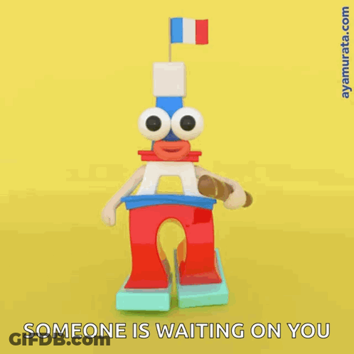 Someone Is Waiting On You With A Cartoon Character Holding A Baguette GIF