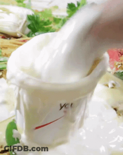 Someone Pouring Mayonnaise Into You Container GIF