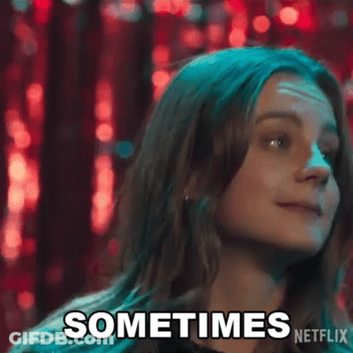 Sometimes Girl Shrugging GIF