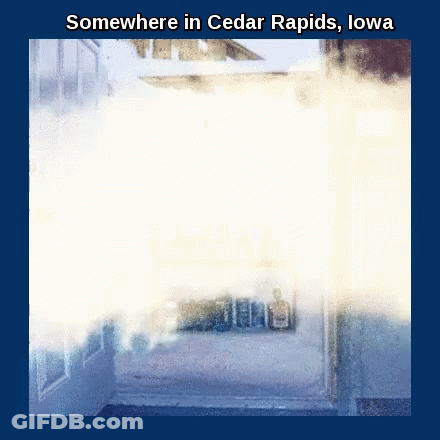 Somewhere In Cedar Rapids Iowa Is Written Above A Picture Of A Building GIF
