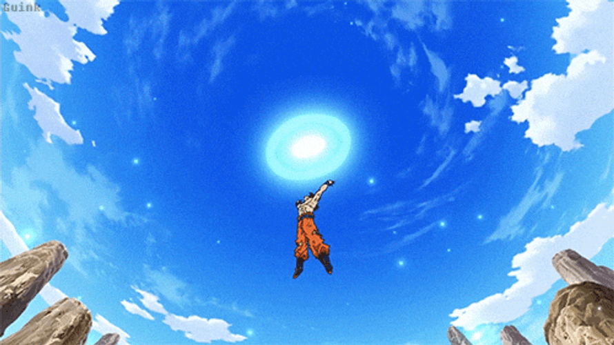Son Goku Floating With Power Over 9000 GIF