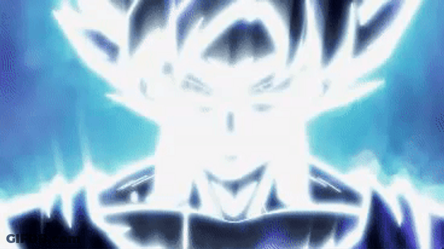 Son Goku Ultra Instinct Explosive Glowing Blue Aura GIF