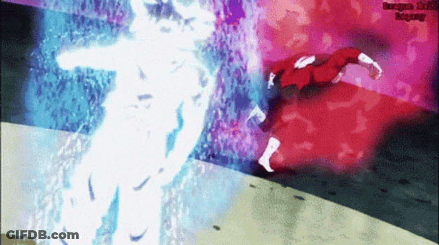 Son Goku Ultra Instinct Ki Blasts Hitting Jiren GIF