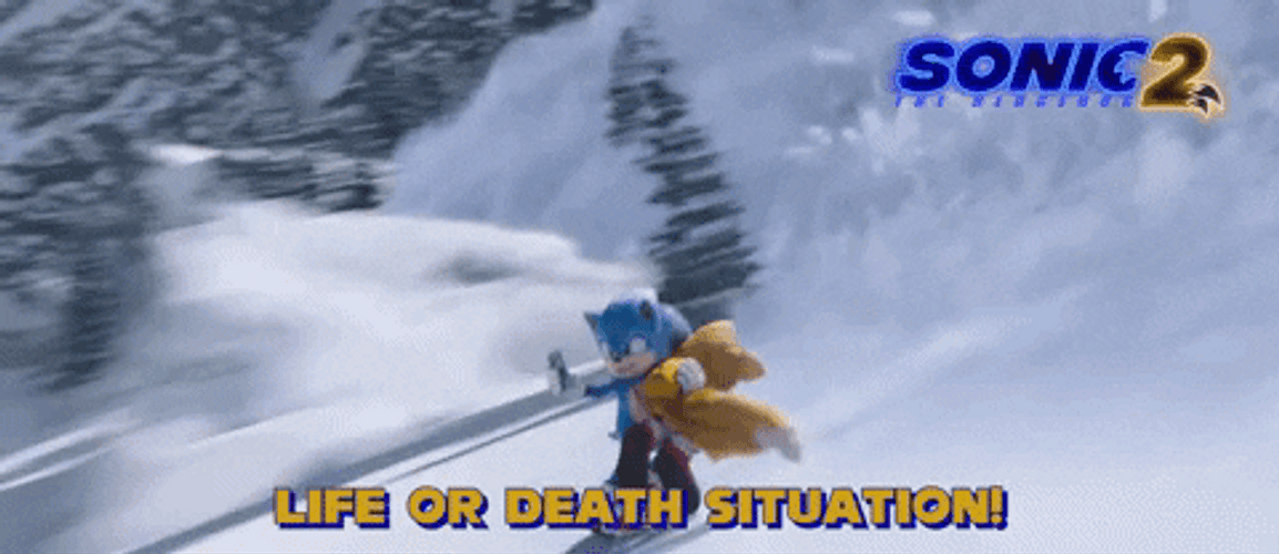 Sonic 2 Skiing Life Or Death Situations GIF
