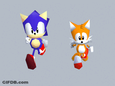 Sonic And Tails From The Video Game Sonic The Hedgehog Are Dancing Together GIF