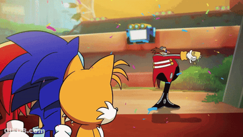 Sonic And Tails Standing Together GIF