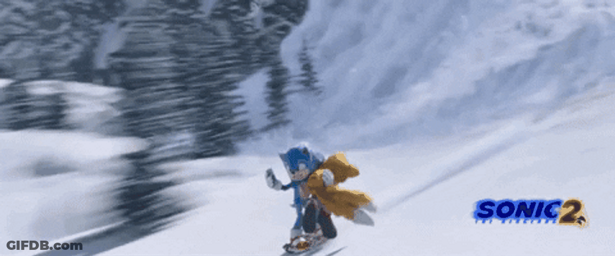 Sonic Hedgehog Winter Skiing GIF