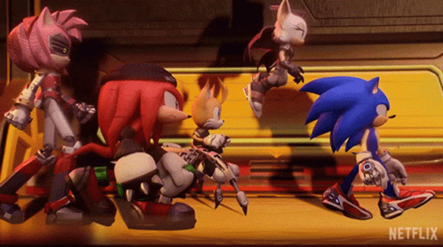 Sonic Prime Season 1 Characters Marching GIF
