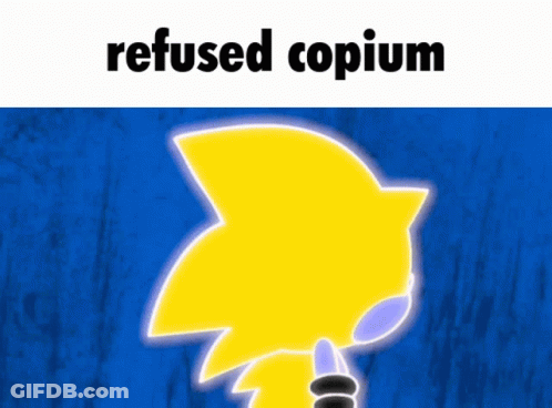 Sonic Refused Copium On Blue Background GIF