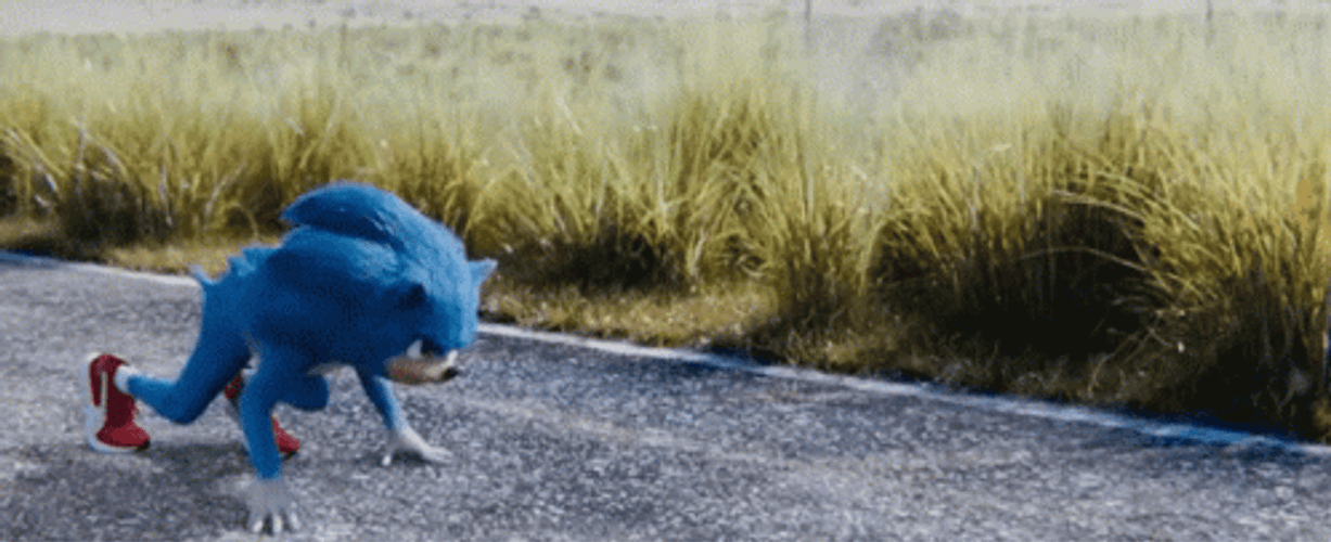 Sonic Running Fast On Empty Highway GIF