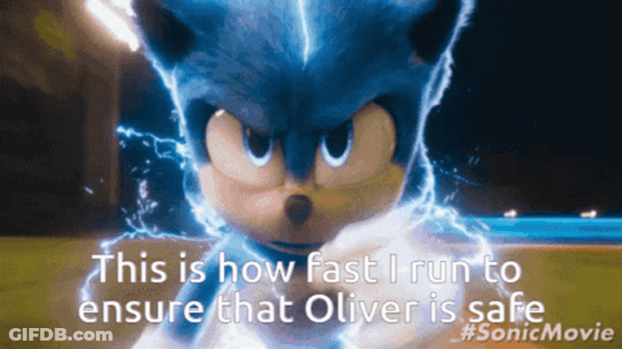 Sonic Running Fast To Keep Oliver Safe GIF
