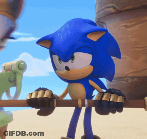 Sonic Standing On Wooden Pole GIF