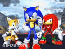 Sonic Tails And Knuckles Pose For Picture GIF