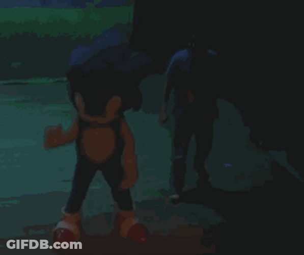 Sonic The Blue Hedgehog Big Mascot Dancing In Stage GIF