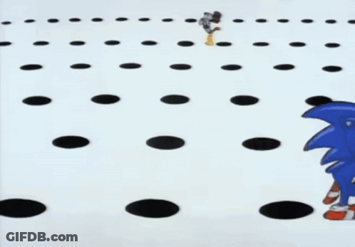 Sonic The Hedgehog And Chicken Standing By Drum GIF