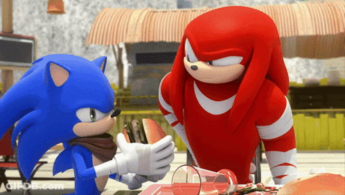 Sonic The Hedgehog And Knuckles The Echidna Table GIF