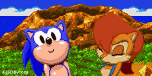 Sonic And Sally Standing Next To Each Other GIF