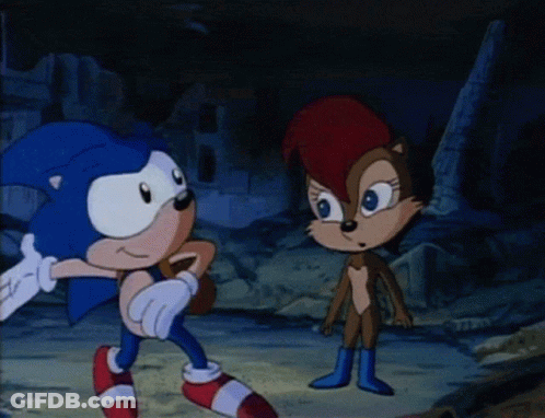 Sonic The Hedgehog And Sally The Hedgehog Standing Together GIF