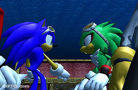 Sonic The Hedgehog And Shadow The Hedgehog Are Fighting In A Video Game . GIF