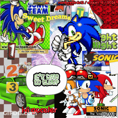 Sonic The Hedgehog Collage Saying Let's Go To Sleep GIF