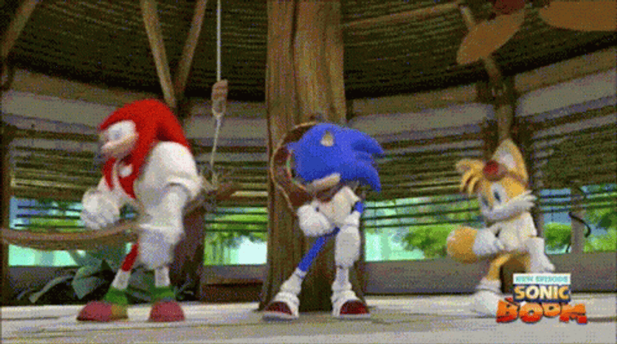 Sonic The Hedgehog Dancing Performance With Knuckles And Tails GIF
