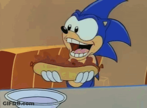 Sonic The Hedgehog Eating Hot Dog GIF